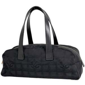 CHANEL New Travel Line Handbag, Mini Boston Bag with Coco Mark, Nylon Jacquar...